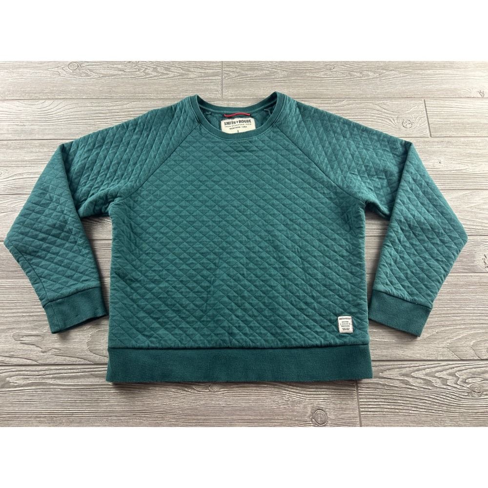 Smith + Rogue Women's Crewneck Quilted Green Sweatshirt Size Large Forest